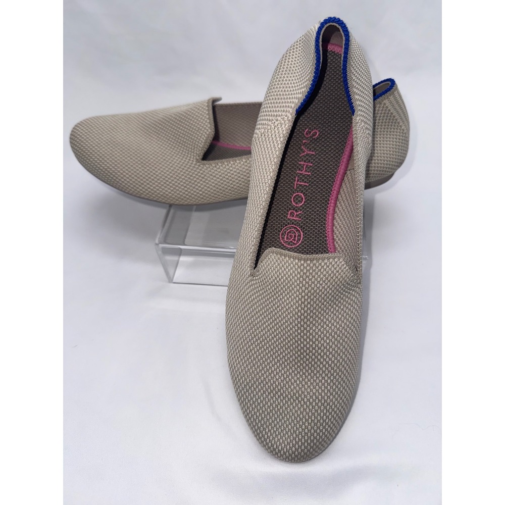 Rothy's The Loafer Sandstone Beige Knit Slip On Shoes Womens 9.5 Flat Authentic
